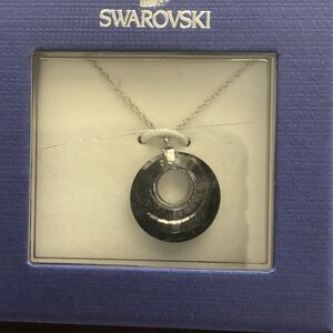 Swarovski Black Crystal Donut Pendant Necklace